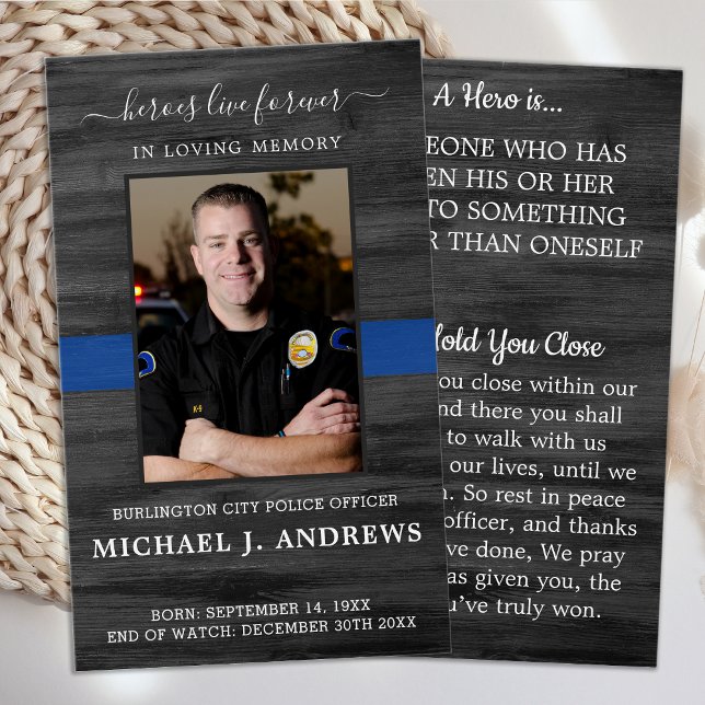 Rustic Police Officer Memorial Prayer Card (Creator Uploaded)