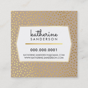 RUSTIC POLKA DOT CONFETTI modern kraft gold foil Square Business Card