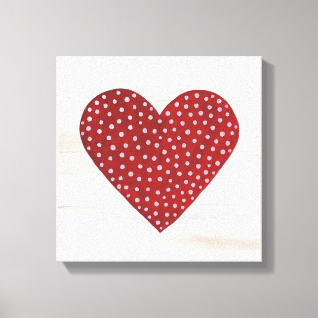 Rustic Polka Dot Valentine Heart Canvas Print (Front)