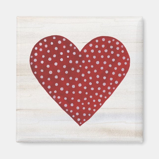 Rustic Polka Dot Valentine Heart Magnet (Front)