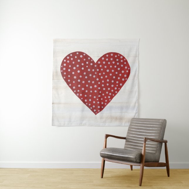 Rustic Polka Dot Valentine Heart Tapestry (In Situ (Horizontal))