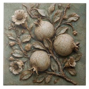 Rustic Pomegranate Orchard Faux Relief Tile