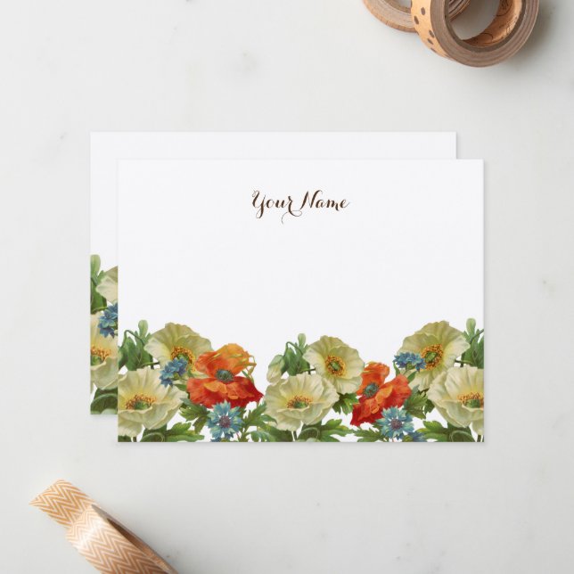 Rustic Poppies and Cornflowers Editable Card (Front/Back In Situ)