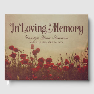Rustic Poppy Field In Loving Memory Guest Book