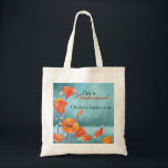 Rustic Poppy Wedding Bridesmaid Gift Tote Bag<br><div class="desc">Elegant red poppies and yellow butterflies in the teal coloured meadow illustrated on custom Wedding Bridesmaids Gift Tote Bags. Customise the lovely floral design with your own wording for a WHIMSICAL POPPY THEMED WEDDING | TEAL & RED COLOR SCHEME WEDDING | ELEGANT MEADOW WEDDING | SPRING BOTANICAL WEDDING or RUSTIC...</div>