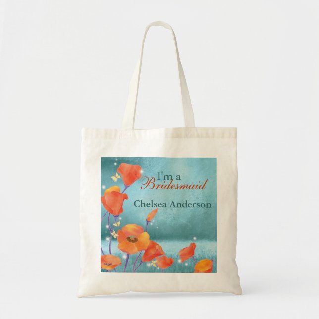 Rustic Poppy Wedding Bridesmaid Gift Tote Bag (Front)