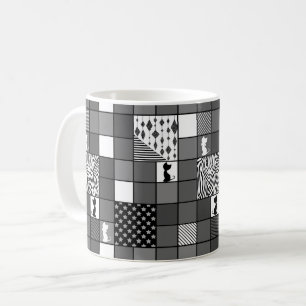 Rustic, Popular, Black and white, Patchwork, Simpl Coffee Mug