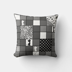 Rustic, Popular, Black and white, Patchwork, Simpl Cushion