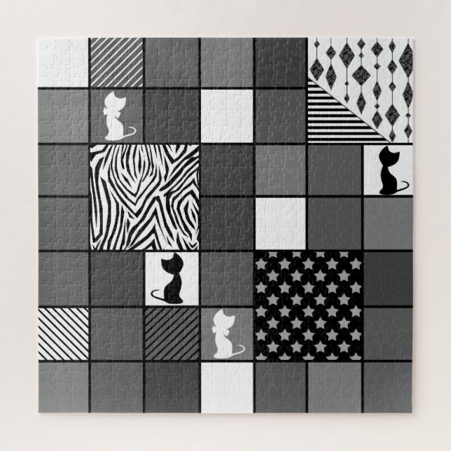 Rustic, Popular, Black and white, Patchwork, Simpl Jigsaw Puzzle (Vertical)