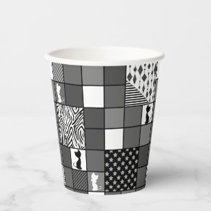 Rustic, Popular, Black and white, Patchwork, Simpl Paper Cups
