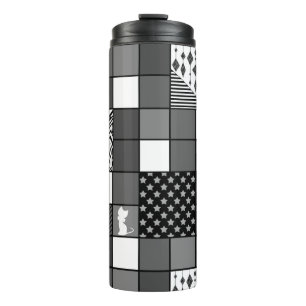 Rustic, Popular, Black and white, Patchwork, Simpl Thermal Tumbler
