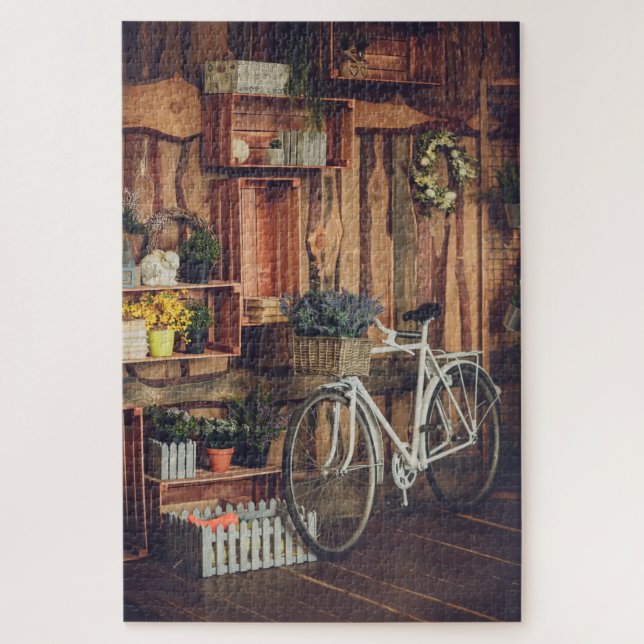 Rustic Porch Flowers Bicycle Jigsaw Puzzle (Vertical)