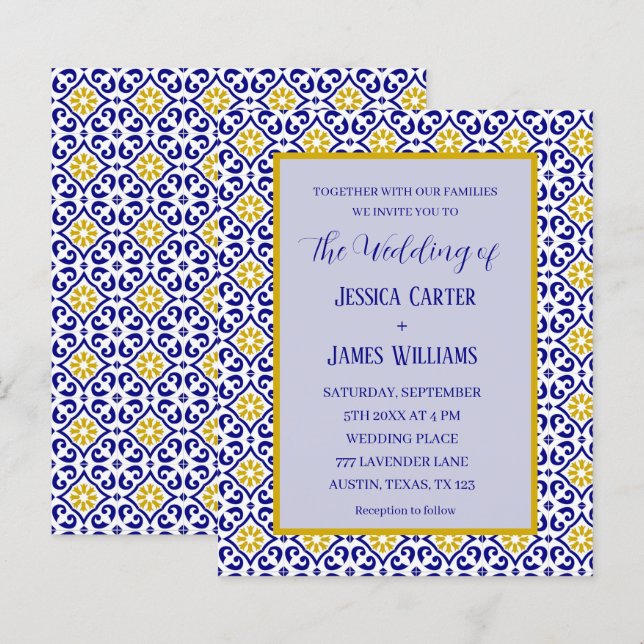 Rustic Portuguese Tiles Mediterranean Wedding (Front/Back)