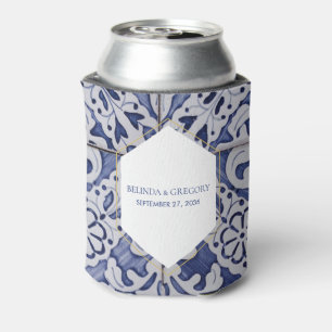 Rustic Portuguese Tiles Wedding Favor Can Cooler
