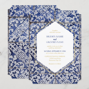 Rustic Portuguese Tiles Wedding Invitation