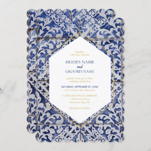 Rustic Portuguese Tiles Wedding Invitations