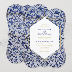 Rustic Portuguese Tiles Wedding Invitations