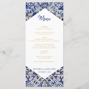 Rustic Portuguese Tiles Wedding Menu