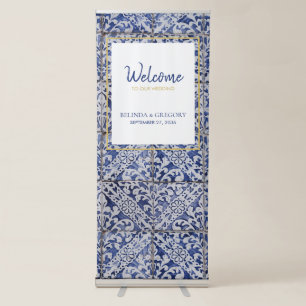 Rustic Portuguese Tiles Wedding Welcome Sign
