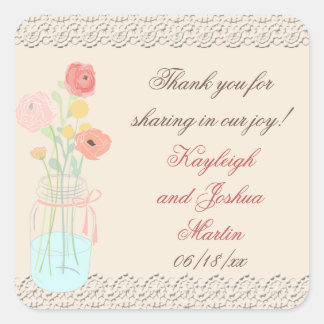Rustic Posh in Coral Favour Stickers