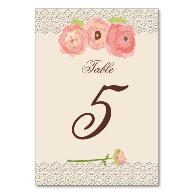 Rustic Posh in Coral Table Cards (Front)
