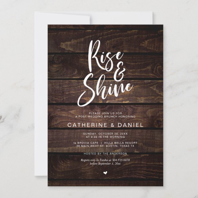 Rustic Post wedding Brunch, Rise and Shine Invitation (Front)
