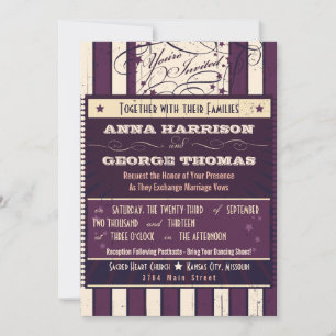 Rustic Poster: Aubergine Dream Custom Wedding Invitation