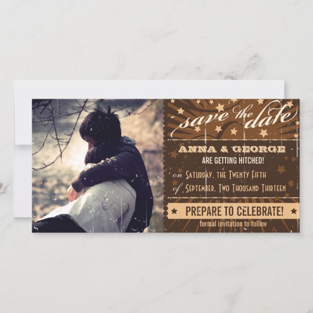 Rustic Poster: Cream & Brown Custom Save the Date (Front)