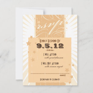 Rustic Poster: Cream & Brown Custom Wedding RSVP Card