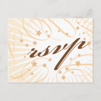Rustic Poster: Cream & Brown Wedding RSVP