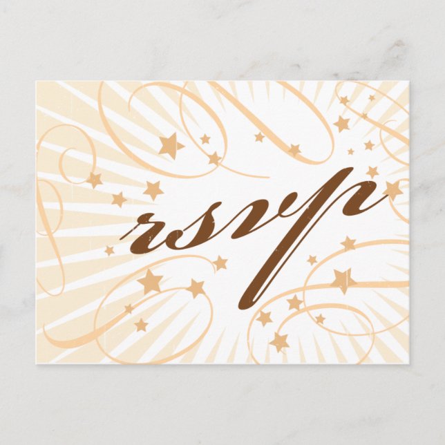Rustic Poster: Cream & Brown Wedding RSVP Invitation Postcard (Front)