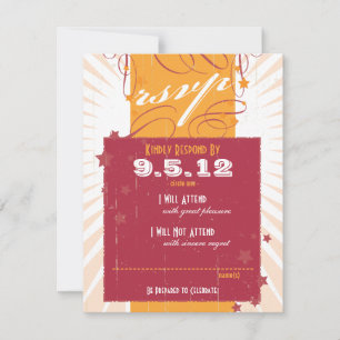 Rustic Poster: Pink & Orange Wedding RSVP Card