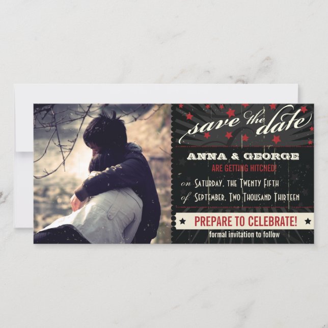 Rustic Poster: Red & Black Save the Date (Front)