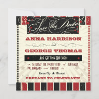 Rustic Poster: Red & Black Save the Date