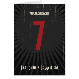Rustic Poster: Red & Black Table Number
