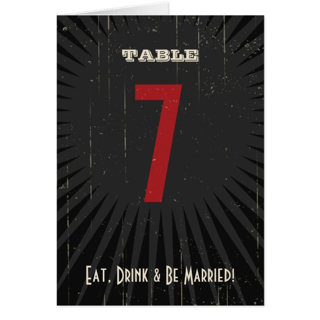 Rustic Poster: Red & Black Table Number (Front)