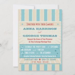 Rustic Poster: Red, White & Blue Custom Wedding Invitation