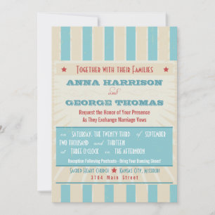 Rustic Poster: Red, White & Blue Custom Wedding Invitation