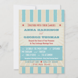Rustic Poster: Red, White & Blue Custom Wedding Invitation
