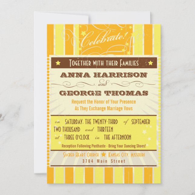Rustic Poster: Tropical Sun Custom Wedding Invitation (Front)