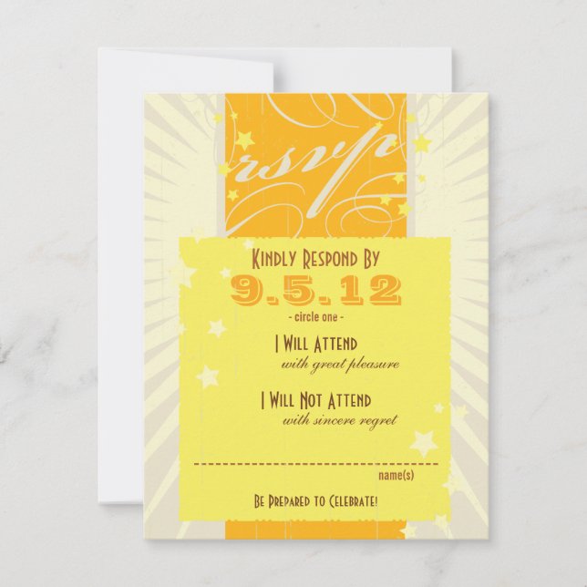 Rustic Poster: Tropical Sun Wedding RSVP Card (Front)