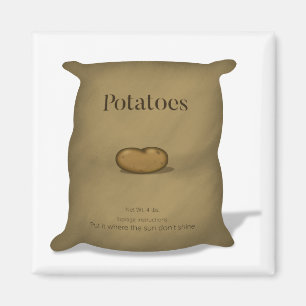 Rustic Potato Sack Humorous Storage Instructions Magnet