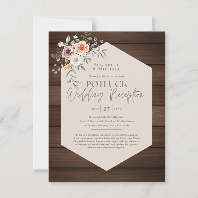 Rustic POTLUCK Wedding Invitation Template Guide (Front)