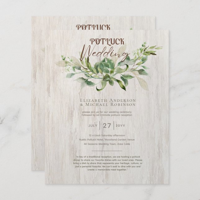 Rustic POTLUCK Wedding Invitation Template Guide (Front/Back)