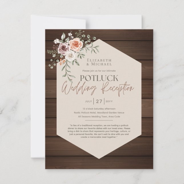 Rustic POTLUCK Wedding Invitation Template Guide (Front)