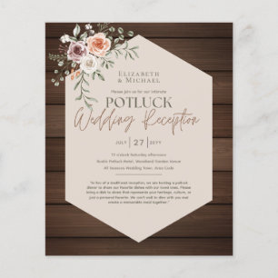 Rustic POTLUCK Wedding Invitation Template Guide Flyer