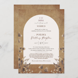 Rustic POTLUCK Wedding Reception Template Invite F