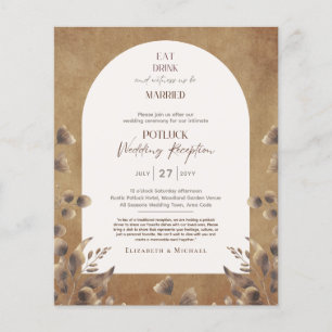 Rustic POTLUCK Wedding Reception Template Invite Flyer