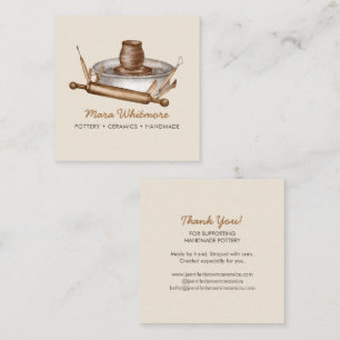 Rustic pottery decor boho cream interiors square business card