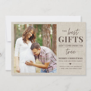 Rustic Pregnancy Announcement Christmas Card